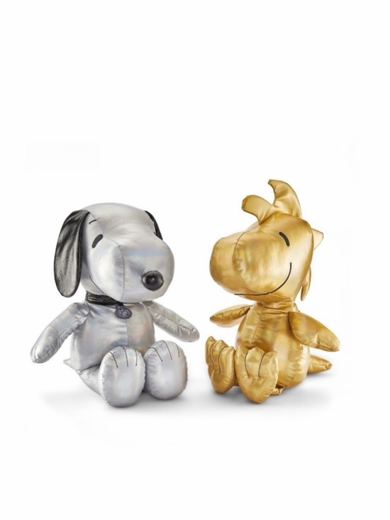 Peanuts Other - NWT Limited Edition 75-Years Snoopy & Woodstock (Set of 2) Metallic Plushes